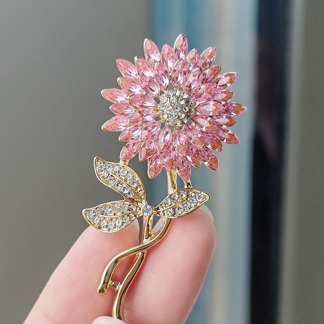 Women Fashion Flower Brooches Crystal Rhinestone Bouquet Brooch